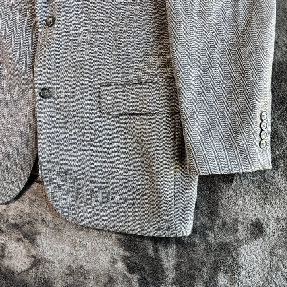 Joseph & Feiss Gold Mens 46L Gray 100%‎ Lambswool Blazer Sport Coat